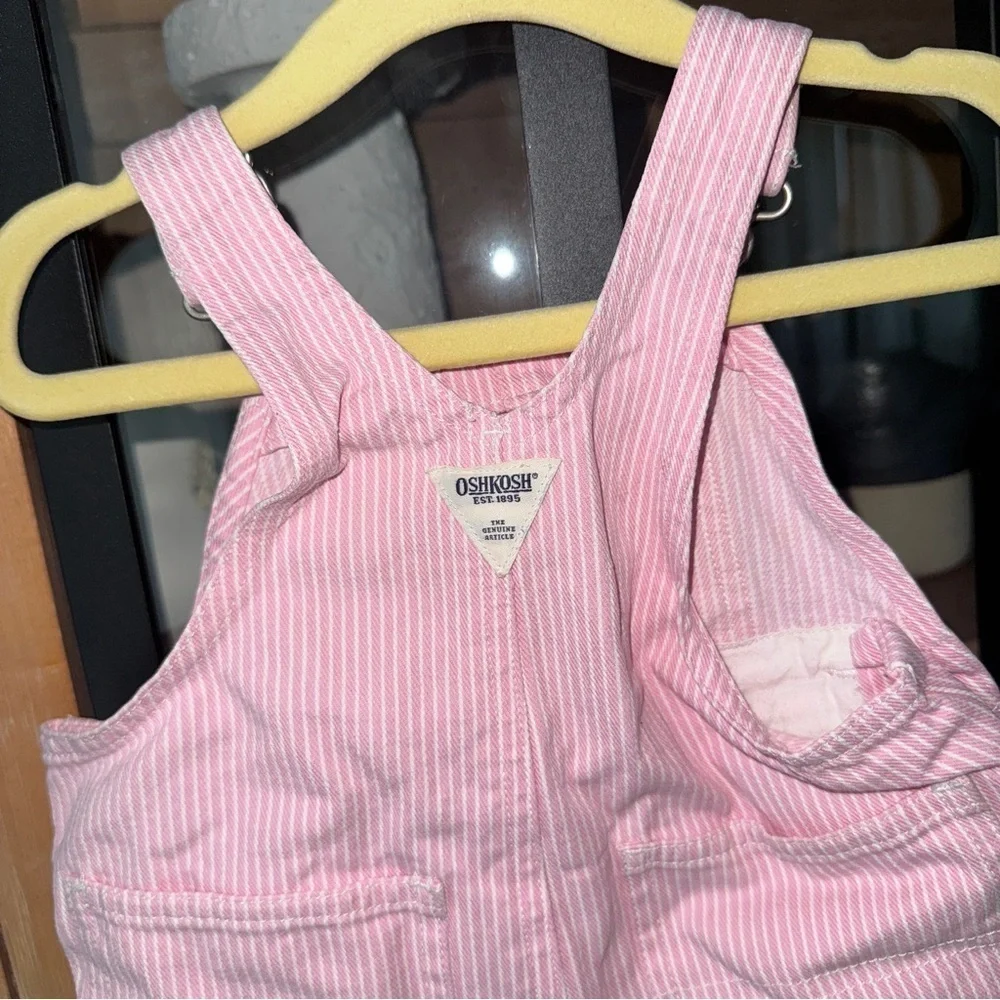 Vintage 2005 OshKosh B’Gosh overalls romper stiped shortall baby girl y2k